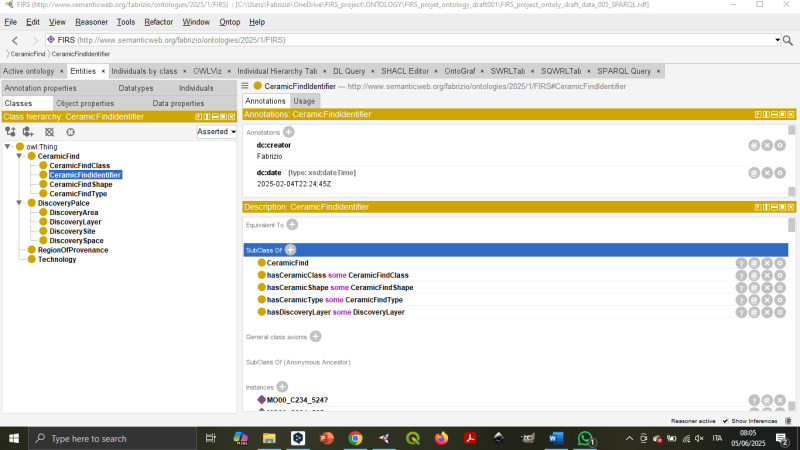 Ontology modeling on Protégé